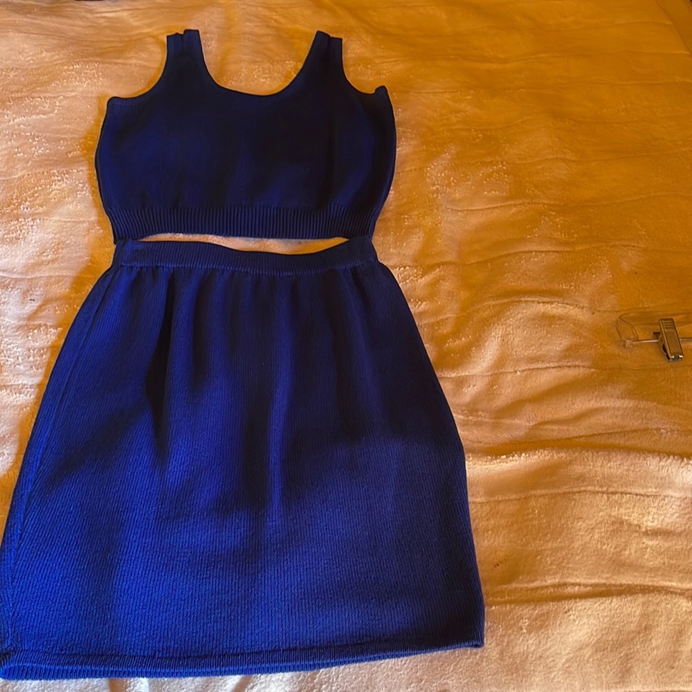 Beautiful Royal Blue St.John Sportswear by Marie Gray Skirt Set